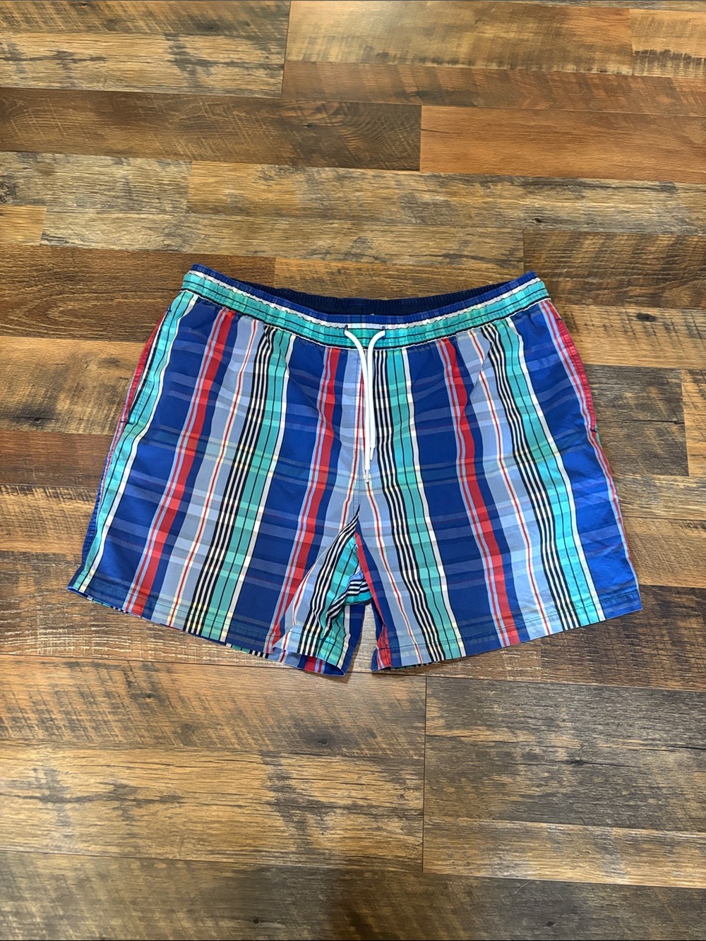 Brooks Brothers 346 Mens Tartan Plaid Swim Trunks Liner Pockets Large EUC Shorts